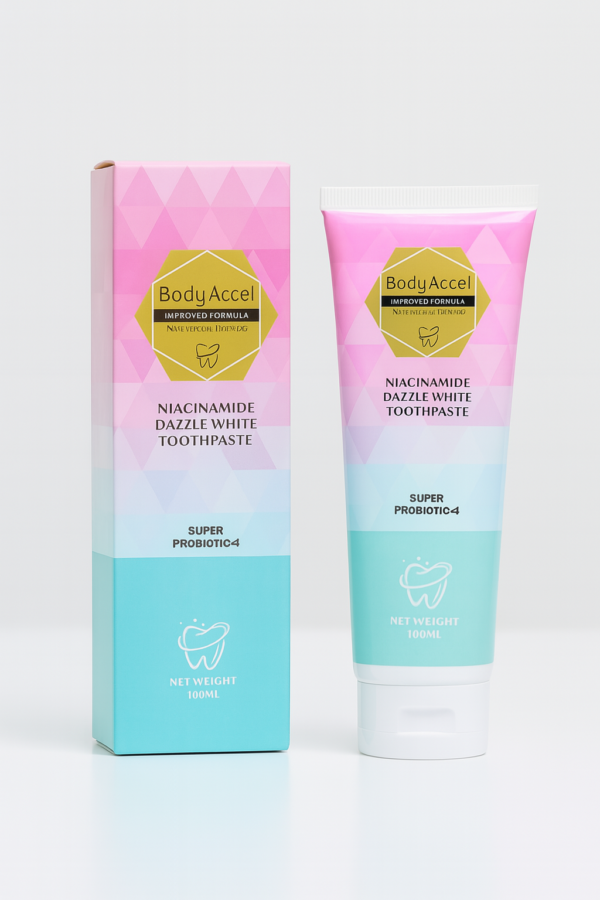 0110afea06298a3adf7bc80da539a33d Body Accel Niacinamide Whitening Toothpaste 100ml – Advanced Stain Removal With Probiotics For Bright Smile & Fresh Breath
