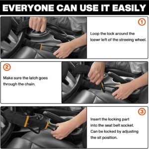 024b735fc56b469b0b6cb76b815f73f6 Car Steering Lock with Seat Belt Buckles Anti Theft Protection Device with three keys