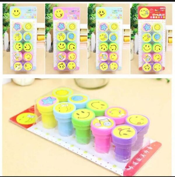 063b48c0226437cf1a614b36683d0679 Pack of 10 - Cute Emoji Stamp Set Kids Arts And Crafts Stamper - Stationery Accessory Designed For Creative Stamping And Daily Craft Routine (Random Emojis)