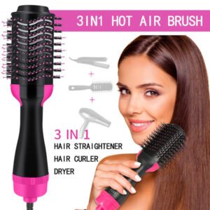 06cb36ee6a3a77a4653d359cde363a9e 3-in-1 Hot Air Brush – Professional One-Step Hair Dryer, Straightener, and Curler