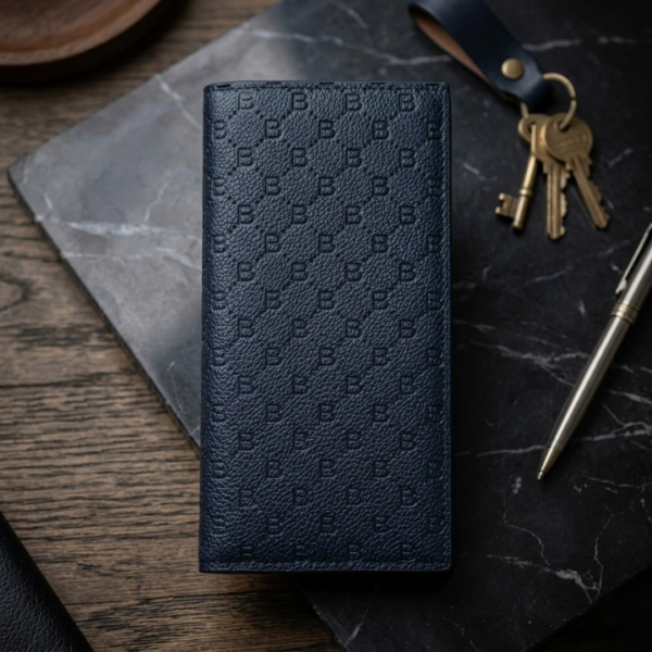 06de2e39a746c979dd8aa822eb9a4727 Premium Embossed Monogram Leather Long Wallet – Luxury Bi-Fold Business Clutch & Card Organizer for Men