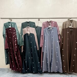 09b5b34086b48508061a07300a63d43b Premium TikTok Fabric Bow Embroidered Abaya – Standard Size