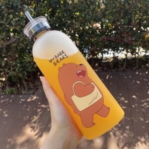 0c5df435424048f9981571dc53dbe509 We Bear Panda Water Bottle 1000ml With Two Caps And Straw Durable Design For Daily Hydration And Easy Use (Random Design)