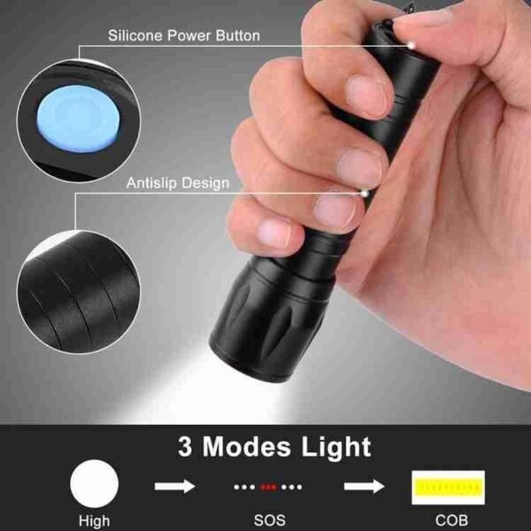 103e316014f280eff4843ab922eef964 Portable LED Flashlight – Mini Rechargeable Torch with Side Light | Plastic Body