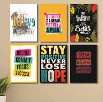 set of 6  sticky wooden frames for home office wall decore / sticky phototiles