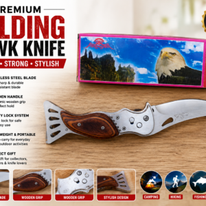 Premium Folding Hawk Knife - AS-368 Featuring A high-quality stainless steel blade and an ergonomic wooden handle