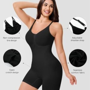 12487cef58f7daa1ce3ae1099e50b096 Shapewear Bodysuit for Women – Seamless Tummy Control Mid-Thigh Body Shaper (Skin Color)