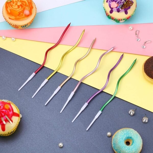 125b4871616dc344d1ff306b2475a833 Curved Cake Candles | Pack of 6 | Decorative Cake Toppers for Birthdays, Weddings & Celebrations ( Random Color)
