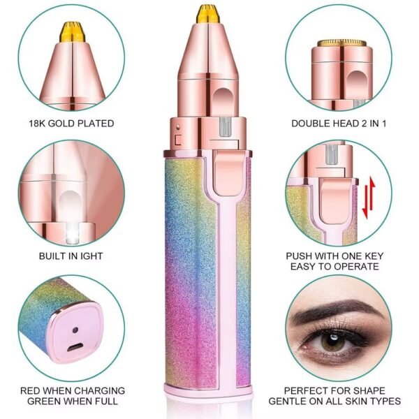 16aff79ba07906db8d5e8784e480aca0 Electric Eyebrow Trimmer for Women 2 In1 Rechargeable Facial Hair Removal and Eyebrow Shaver Painless Face Razor Body Epilator