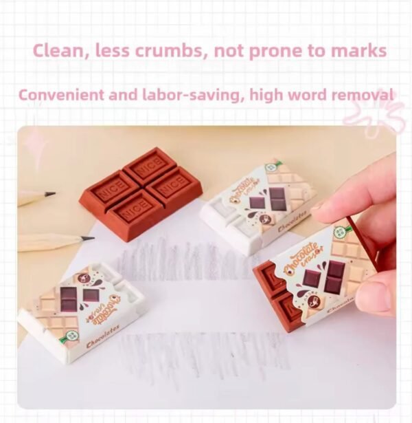 Chocolate Eraser Creative Cute Pencil Rubber Best For Gifts And Daily Stationery Use Size 3 Inch By 1.5 Inch | Random Color