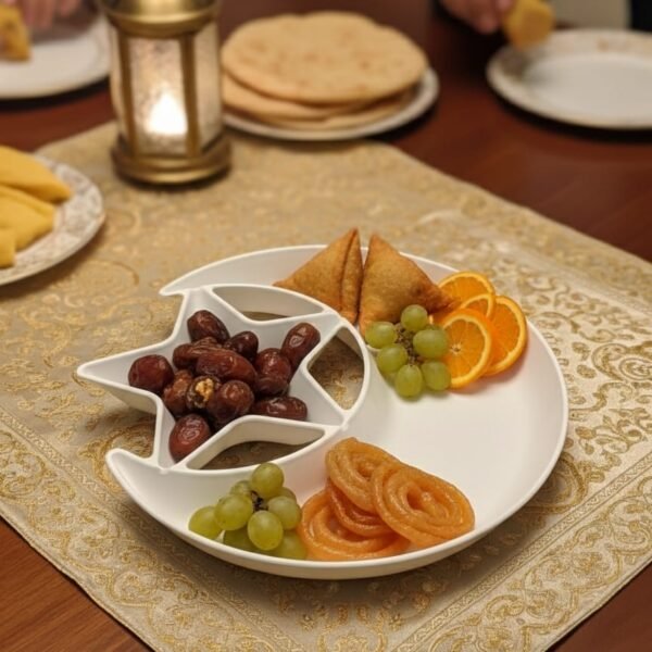 17e00be5da83fb80f4caed4a70379a28 1 PCs Moon Star Serving Plate – Decorative Dessert & Snack Plate, Stylish Star & Moon Design Dish (Plastic)