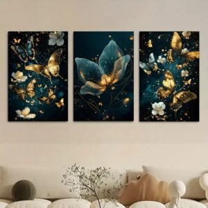 18d48b0c4ef542d6d7a8ab35a672fa29 Butterfly Floral Wall Art – 3-Piece 8x11” Wooden Sticky Tile Panels with Adhesive Tape for Easy Mounting
