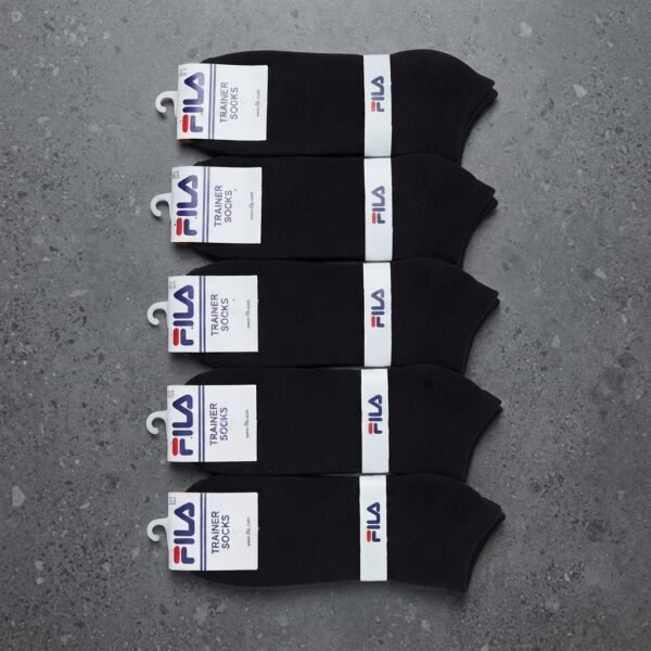 Fila Cotton Trainer Ankle Socks - Apparel Product Designed For Footwear Wear And Daily Comfort Routine - Pack of 10 Pairs (Black, Size 9-13)