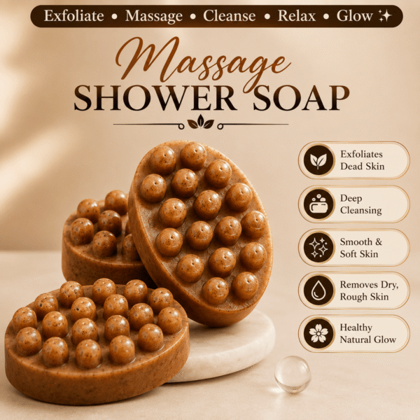Instant Glow Exfoliating Massage Shower Soap – Deep Cleansing Body Soap with Textured Massage Surface for Smooth, Soft & Refreshed Skin | Suitable for All Skin Types