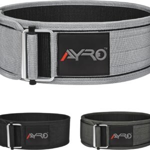 AYRO Self Locking Workout Weight Lifting Gym Belt Extra Large Premium Quality With Metal Buckle For Core Stability Back Support Deadlift Squat Powerlifting Strength Training