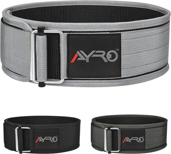 AYRO Self Locking Workout Weight Lifting Gym Belt Extra Large Premium Quality With Metal Buckle For Core Stability Back Support Deadlift Squat Powerlifting Strength Training