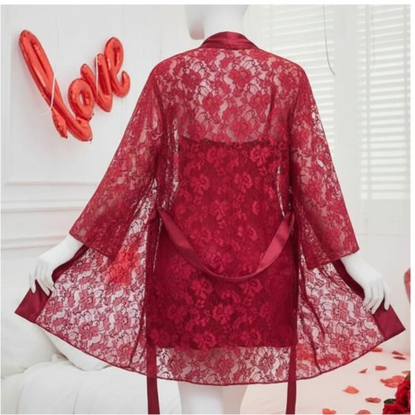 1e825fa197ea232852f8b27c81d8015f Soft Lace Robe & Silk Inner – 2 Piece Transparent Net Gown Set | Free Size (Fits Up to 38” Chest)