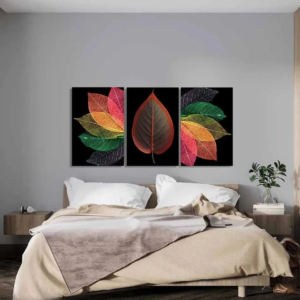 1f92cd335d946fc0e04dab254ddaee06 Translucent Leaf Triptych – Set of 3 Wooden Frame Wall Art Panels with Double Tape for Easy Mounting (Available in Two Sizes)