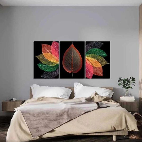 1f92cd335d946fc0e04dab254ddaee06 Translucent Leaf Triptych – Set of 3 Wooden Frame Wall Art Panels with Double Tape for Easy Mounting (Available in Two Sizes)