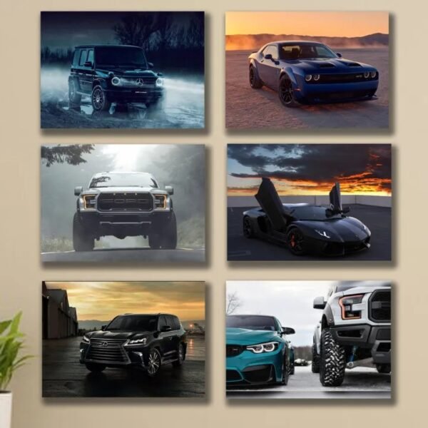 2180fceeeacb08295fb00bc53492b5f2 6 PC Wall Decor Cardboard Phototiles With Double Tape For Back Sticking Luxury Cars