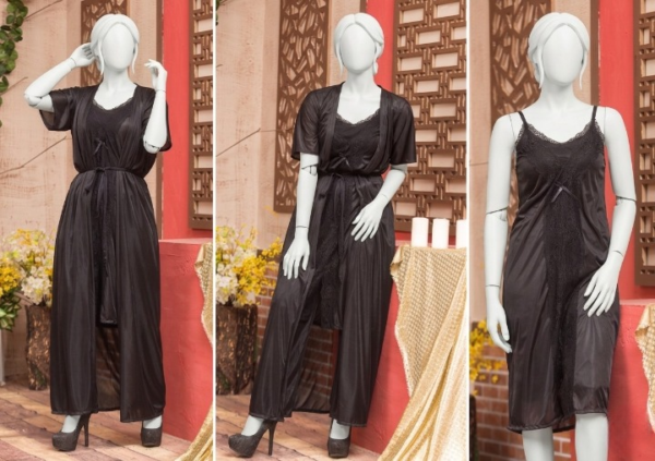 2 Pcs Premium Silk Nightwear Set With Lace | Satin Camisole & Shorts Sleepwear Free Size
