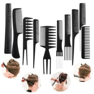 225af5421421afc6e3edb9df3fe19b4b 10 Pcs Professional Hair Styling Comb Set | Barber, Salon & Personal Grooming Combs Kit