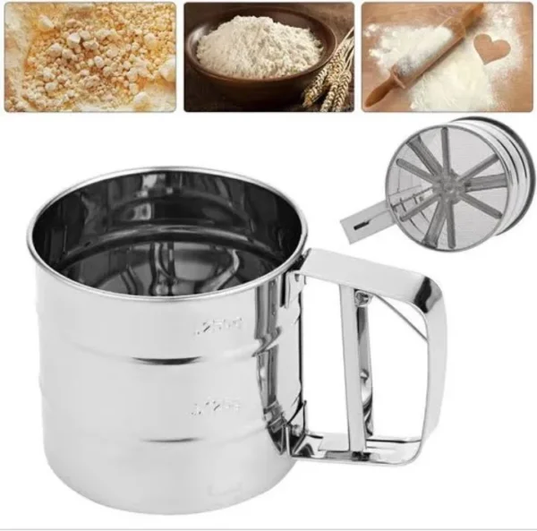 22ec70ba3134fd0f897d24cef33e4a1c Flour Sifter Stainless Steel – Double Layer Fine Mesh Baking Sifter with One-Hand Press Crank for Cakes & Pastries