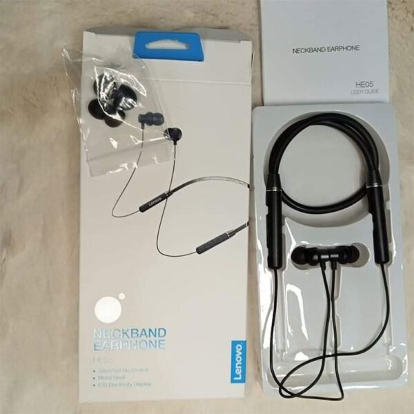 2301c4550872c1f83a4d2c1980aa03aa Lenovo HE05 Wireless Neckband Bluetooth Earphones | Sports Handsfree with Mic