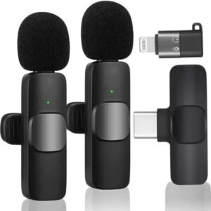 23c1ef0ba2e27e762f26a6392bd095b3 K11 2-in-1 Dual Wireless Collar Microphone Type-C & Lightning Omnidirectional Lavalier Mic for iPhone, Android, and Vlogging