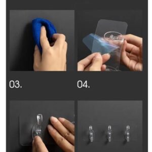 Adhesive 6-Hook Wall Hanger - Perfect for kitchens Bathrooms or Bedrooms Pack of 4