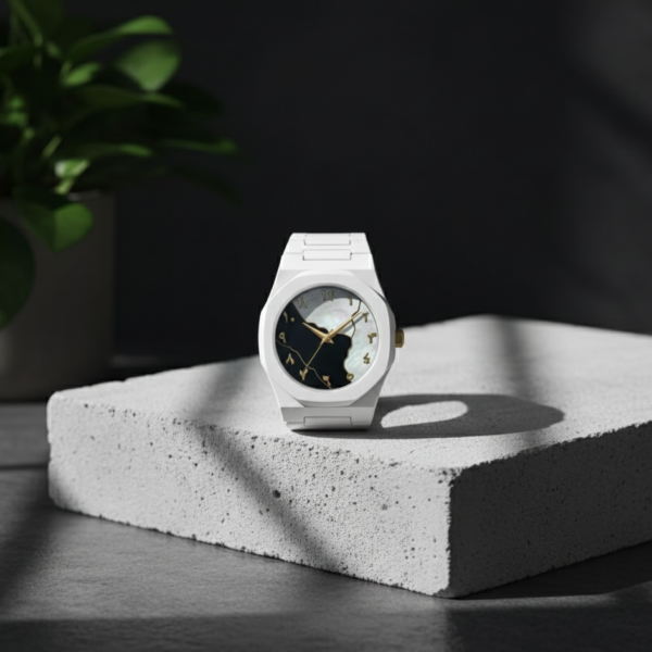 White Aura Watch Elegant Design Durable Build Comfortable Strap Clear Display Perfect For Daily Wear And Special Occasions