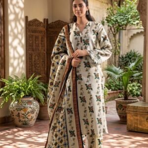 Saya Premium 3-Piece Printed khadder Suit – Unstitched winter Collection