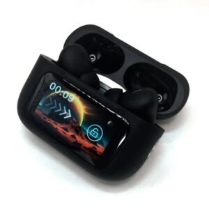 280fbcc8b1743e035ceabed22fc25f41 A9 Pro Earbuds With Anc Technology Sleek Matte Black Design Led Indicator Built In Screen And Clear Sound Quality - Black