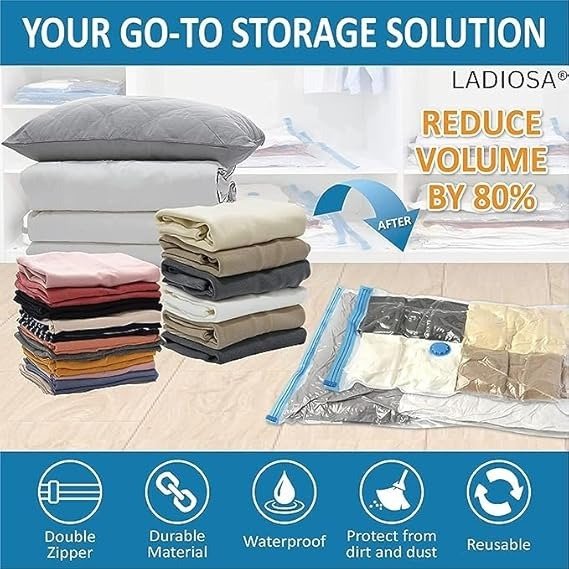 2f0a0e42e7d928acb94f817c74ce486c Vacuum Storage Bag Packaging Bag for Vacuum Compression Storage Space Saving Storage Organizer (5 bags with Pump)