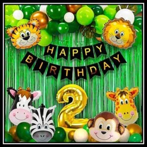 2f123b6de9d55632e3bd9f56c7d701aa Jungle Theme Birthday Party Decoration Set 52 Pcs – Animal Safari Birthday Decorations for Kids Boys & Girls with Balloons, Foil Curtains & Happy Birthday Banner