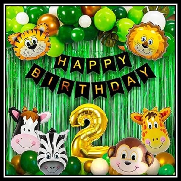 2f123b6de9d55632e3bd9f56c7d701aa Jungle Theme Birthday Party Decoration Set 52 Pcs – Animal Safari Birthday Decorations for Kids Boys & Girls with Balloons, Foil Curtains & Happy Birthday Banner