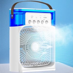 Mist Fan | Portable Cooling Fan - 11inch | USB Electric Fan With LED Night Light, Fine Mist Water, And Humidifier Function | Led Night Light Water Mist (Random Color)