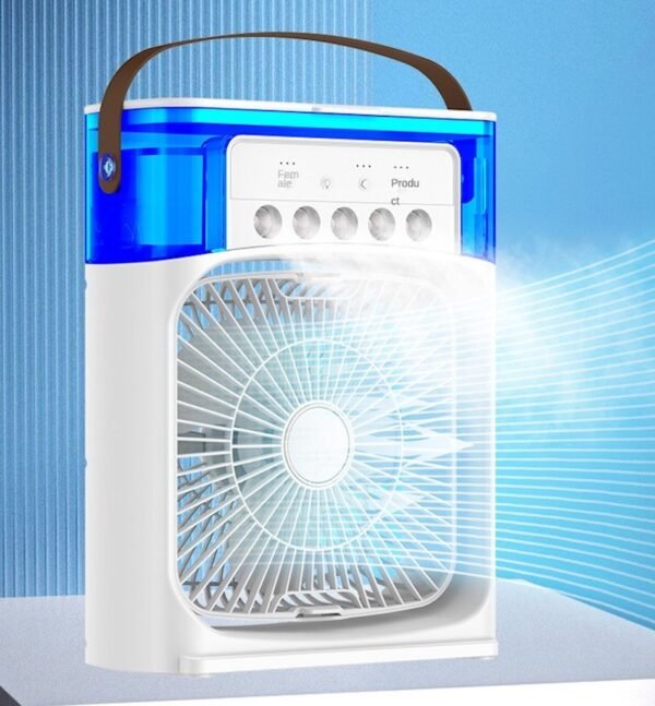 3030204202a86fb054e446f156d3b423 Mist Fan | Portable Cooling Fan - 11inch | USB Electric Fan With LED Night Light, Fine Mist Water, And Humidifier Function | Led Night Light Water Mist (Random Color)