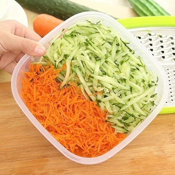 30b99cb00e75cf97de57f88914a5ba35 3-in-1 Cheese Grater with Storage Container, 3 Blades, Non-Stick Coating, Fruit & Vegetable Slicer Peeler-1Pc