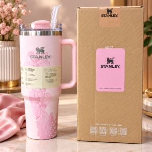 Stanley Style 40oz (1200ml) Pink Floral Tumbler