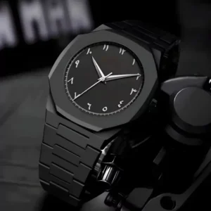 378407b0045911b0d2000eae349f436e Black Minimalist Analog Wrist Aura Watch With Stainless Steel Strap And Butterfly Lock