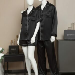 382ba7d57eb9d0270e4eeb9fbc5251c4 Couple Night Suit / Silk Satin Sleepwear Set – Short & Long Style Combo (4 Pcs) | SKU: DC-C009