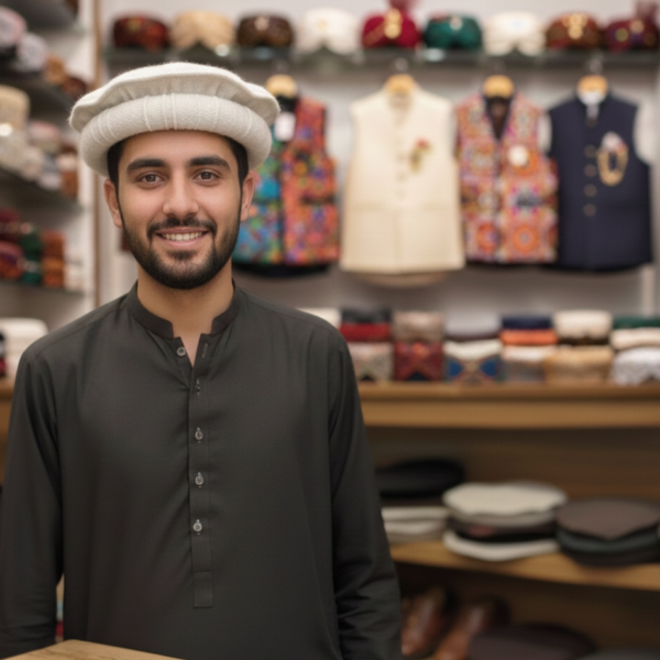 3881a047f3516f2082f069fd2c1dc09b Peshawari Cap Traditional Style Durable Fabric Comfortable Fit Elegant Look Perfect Choice For Daily Wear Travel And Household Needs (Random Color)