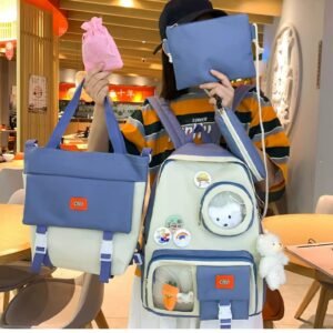 38ad7e78726564d22b0b2419196ac397 5 Set Backpack For Teenager Girl Waterproof High Capacity School Bags Female Student Cute BookBags