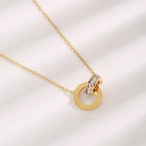 3914ea5c06327344f38154d64da903c0 QCT-175 Roman Circle Stainless Steel Necklace – Elegant Jewellery, Stylish Accessory for Women