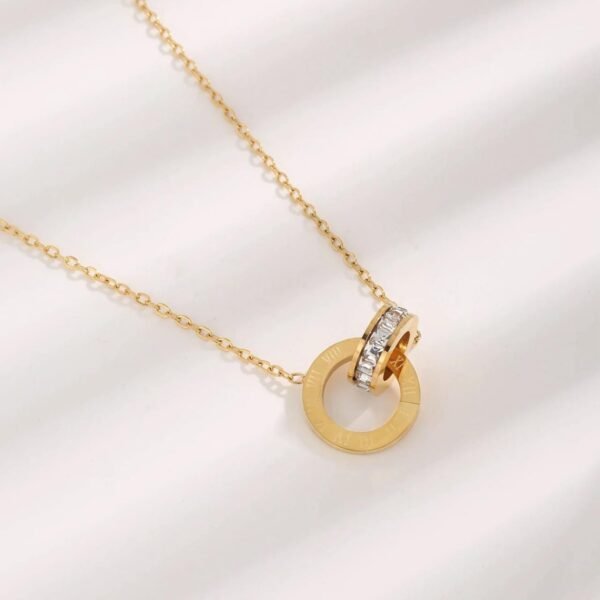 3914ea5c06327344f38154d64da903c0 QCT-175 Roman Circle Stainless Steel Necklace – Elegant Jewellery, Stylish Accessory for Women