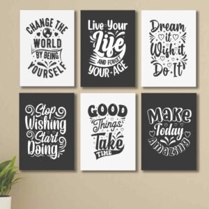39b556ec15a823520768436d290ce5d9 6 PC Motivational Quote Wall Decor Cardboard Phototiles Durable Stylish Elegant Home And Office Art
