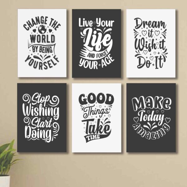 39b556ec15a823520768436d290ce5d9 6 PC Motivational Quote Wall Decor Cardboard Phototiles Durable Stylish Elegant Home And Office Art