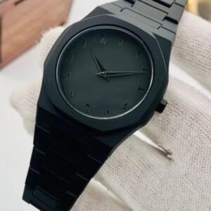 The Noir Eastern Minimalist – Matte Black Octagonal Timepiece ( without box)