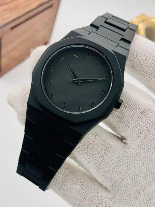 39eebb0724f522f92299a15c0f352c33 The Noir Eastern Minimalist – Matte Black Octagonal Timepiece ( without box)